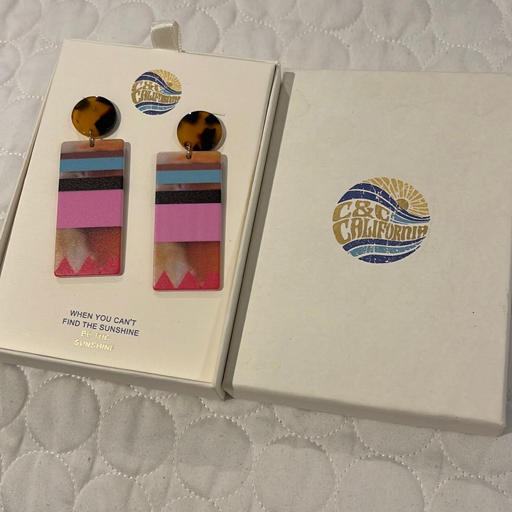 C&C Women California earrings tribal print stripes Y2K colorful leopard casual
